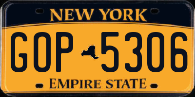 NY license plate GOP5306
