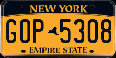 NY license plate GOP5308