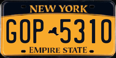 NY license plate GOP5310