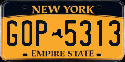NY license plate GOP5313