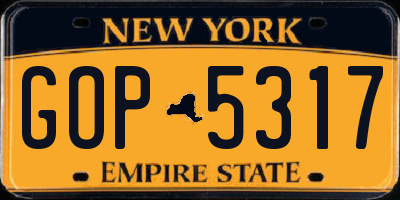 NY license plate GOP5317