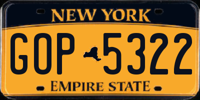 NY license plate GOP5322