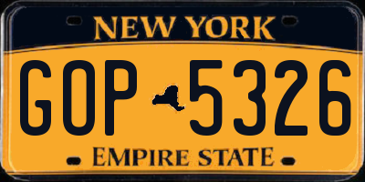 NY license plate GOP5326