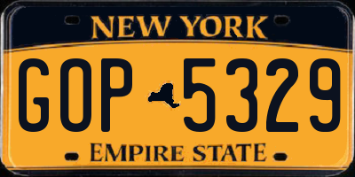 NY license plate GOP5329