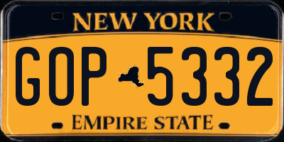 NY license plate GOP5332