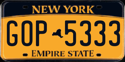 NY license plate GOP5333