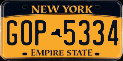 NY license plate GOP5334
