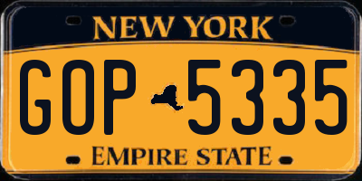 NY license plate GOP5335