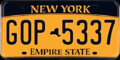 NY license plate GOP5337