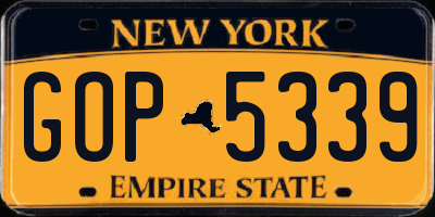 NY license plate GOP5339