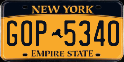 NY license plate GOP5340