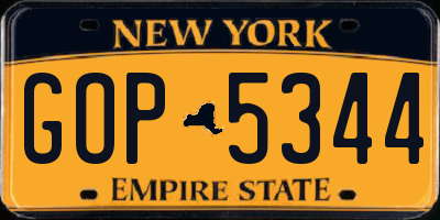 NY license plate GOP5344