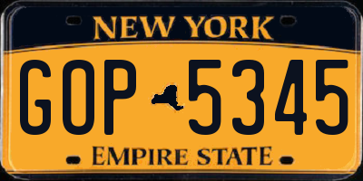NY license plate GOP5345