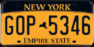 NY license plate GOP5346