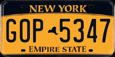NY license plate GOP5347