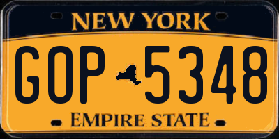 NY license plate GOP5348