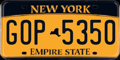 NY license plate GOP5350