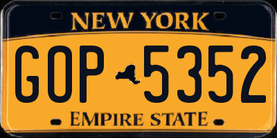NY license plate GOP5352