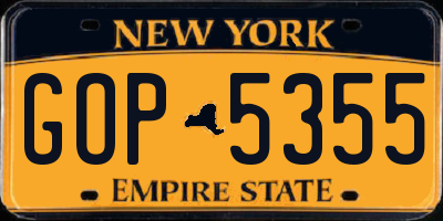 NY license plate GOP5355