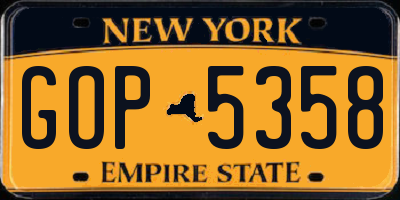 NY license plate GOP5358