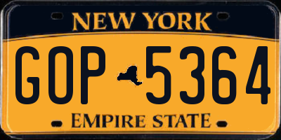 NY license plate GOP5364