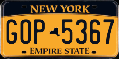 NY license plate GOP5367