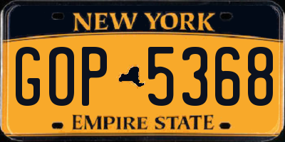 NY license plate GOP5368