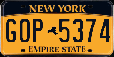 NY license plate GOP5374