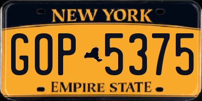 NY license plate GOP5375