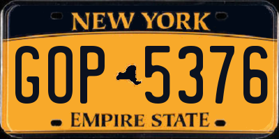 NY license plate GOP5376