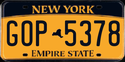 NY license plate GOP5378