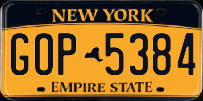 NY license plate GOP5384