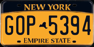 NY license plate GOP5394