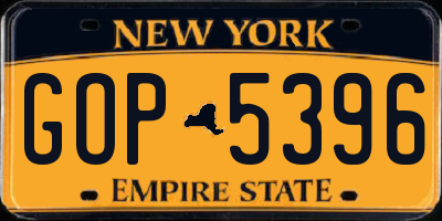 NY license plate GOP5396