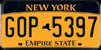 NY license plate GOP5397