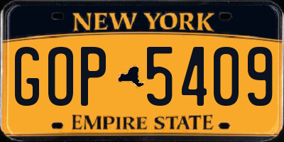 NY license plate GOP5409