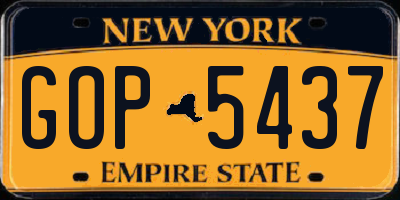 NY license plate GOP5437