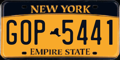 NY license plate GOP5441