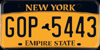 NY license plate GOP5443