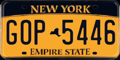 NY license plate GOP5446
