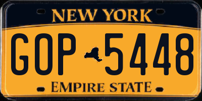 NY license plate GOP5448