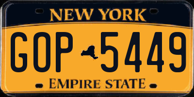 NY license plate GOP5449