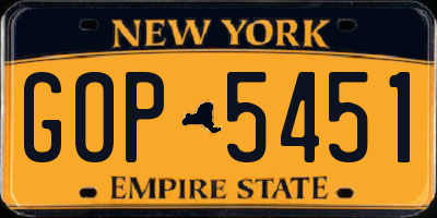 NY license plate GOP5451