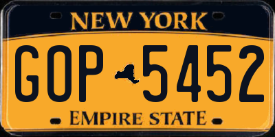 NY license plate GOP5452