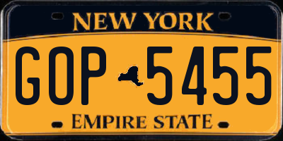 NY license plate GOP5455