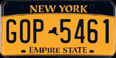 NY license plate GOP5461