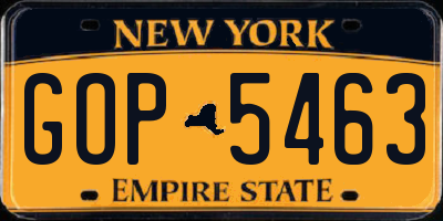 NY license plate GOP5463