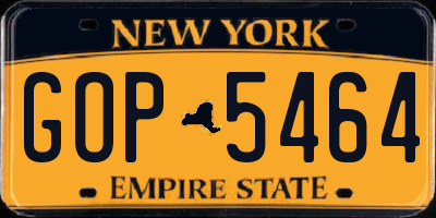 NY license plate GOP5464