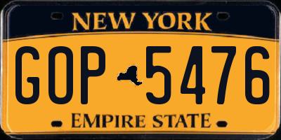 NY license plate GOP5476