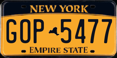 NY license plate GOP5477